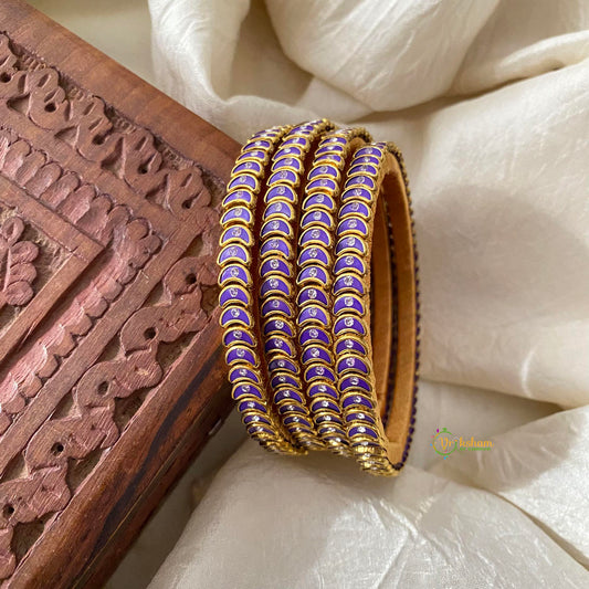 Purple Stone Silk Thread Kundan Bangle-Chand-G12282