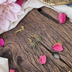 Vriksham AD Stone Floral Invisible Chain-Green-G18359