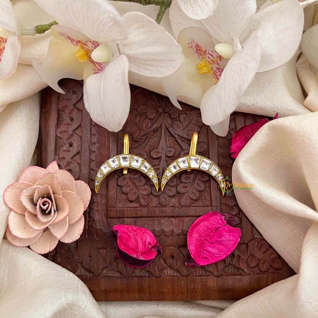 Vriksham Elegant Half Moon Style Kundan Jadau Bugadi-White-J4174