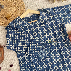 Vriksham Blue Handblock Cotton Short Kurti-VS4270