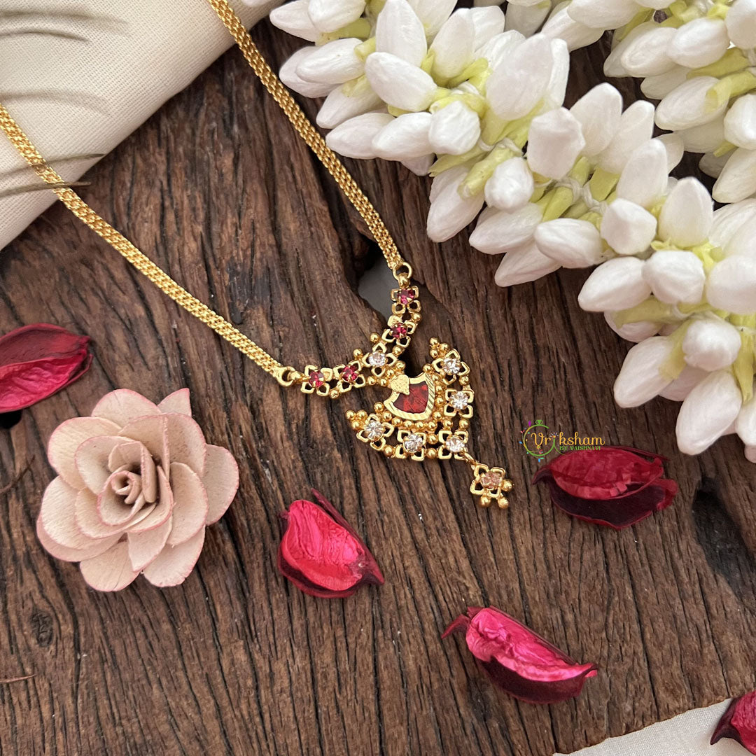 Red Traditional Kerala Palakka Short Neckpiece-G15297