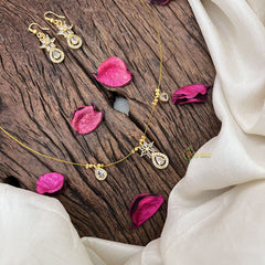 Vriksham Unique AD Stone 3 Floral & Tear Drop Invisible Chain-White-G18354