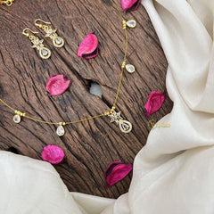 Vriksham Unique AD Stone 5 Floral & Tear Drop Invisible Chain-White-G18355