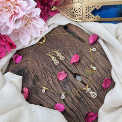 Vriksham Unique AD Stone 5 Floral & Tear Drop Invisible Chain-White-G18355