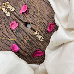 Vriksham Unique AD Stone Floral & Tear Drop Invisible Chain-White-G18353