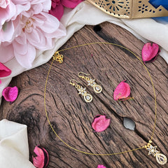 Vriksham Unique AD Stone Floral & Tear Drop Invisible Chain-White-G18353