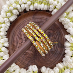 Vriksham Square Style Silk Thread Kundan Bangles-Parrot Green-G20835