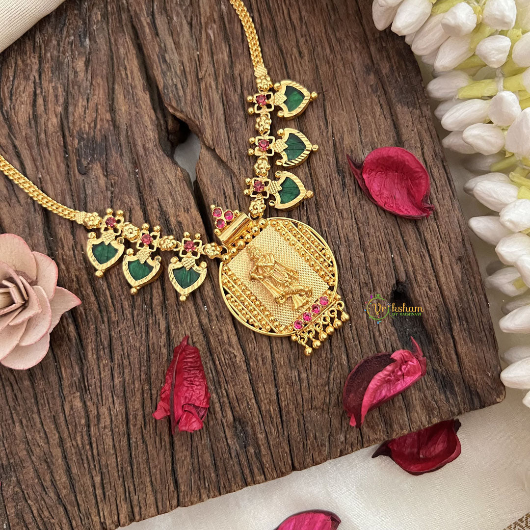 Vriksham Gold Look Alike Krishna Pendant With Kerala Palakka Neckpiece-G17246