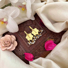 Vriksham Floral Style With Pearls Drop Kundan Jadau Bugadi-White Red-J4168