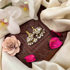 Vriksham Classic Motif Style With Pearls Drop Kundan Jadau Bugadi-White-J4167