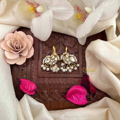 Vriksham Classic Motif Style With Pearls Drop Kundan Jadau Bugadi-White-J4167