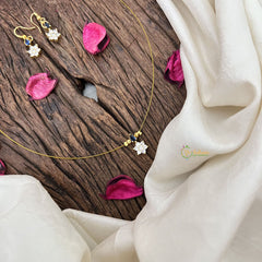 Vriksham Elegant AD Stone Floral Tear Drop Invisible Chain-White Blue-G18352