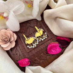 Vriksham Classic Motif Style With Pearls Drop Kundan Jadau Bugadi-White-J4167