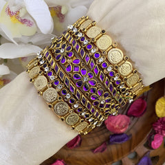 Vriksham Silk Thread Kundan Bridal Bangle Set-Coin-Purple-G16237