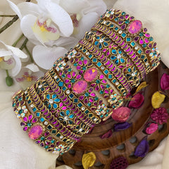 Vriksham Silk Thread Stone & Kundan Bridal Bangle Set-Pink & Sea Green-G16240