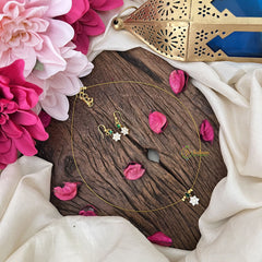 Vriksham Elegant AD Stone Floral Tear Drop Invisible Chain-White Green-G18348