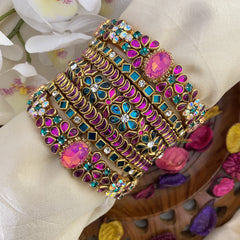 Vriksham Silk Thread Stone & Kundan Bridal Bangle Set-Pink & Sea Green-G16240