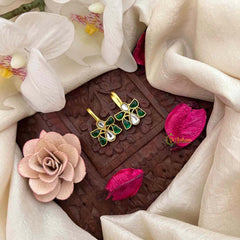 Vriksham Elegant Style Kundan Jadau Bugadi-White Green-J4164