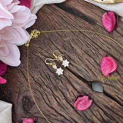 Vriksham Elegant AD Stone Floral Tear Drop Invisible Chain-White-G18345