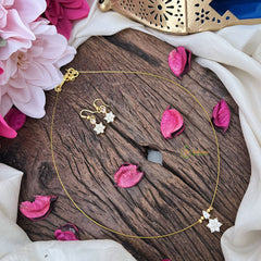 Vriksham Elegant AD Stone Floral Tear Drop Invisible Chain-White-G18345