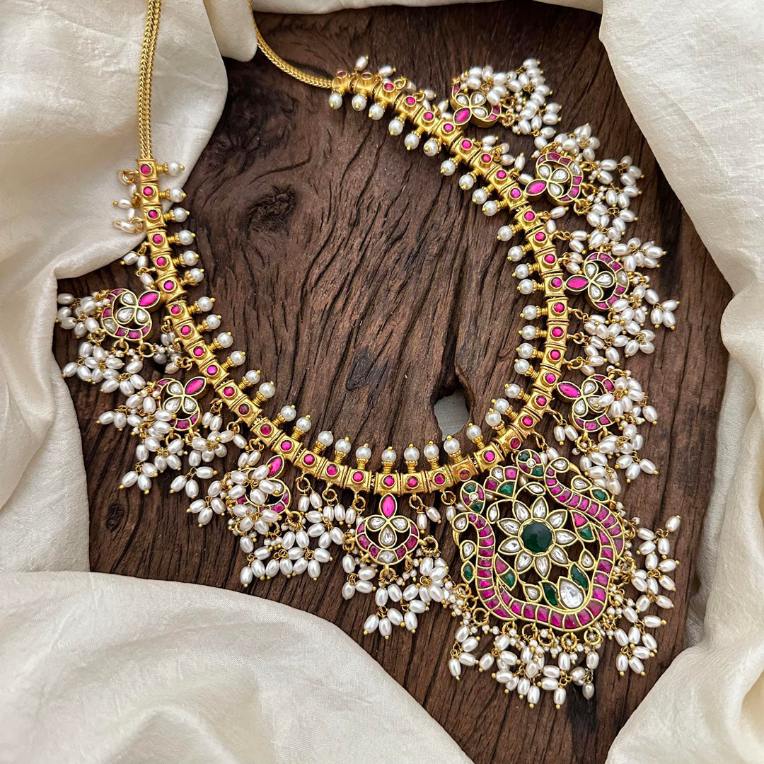 Precious Jadau Kundan Guttapusalu Neckpiece -J1098