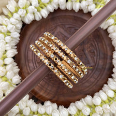 Vriksham Traditional Diagonal Golden & White Gold Enamel Silk Thread Kundan Bangles-G20862