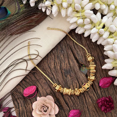 Vriksham Antique Gold Look Alike Beaded Neckpiece-Red-Green-G17333