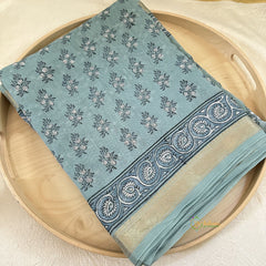 Sky Blue Maheshwari Cotton Silk Saree -Handloom Maheshwari Saree-VS3635