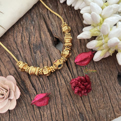 Vriksham Antique Gold Look Alike Beaded Neckpiece-Red-Green-G17333