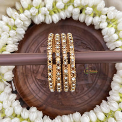 Vriksham Traditional Diagonal Golden & White Gold Enamel Silk Thread Kundan Bangles-G20862