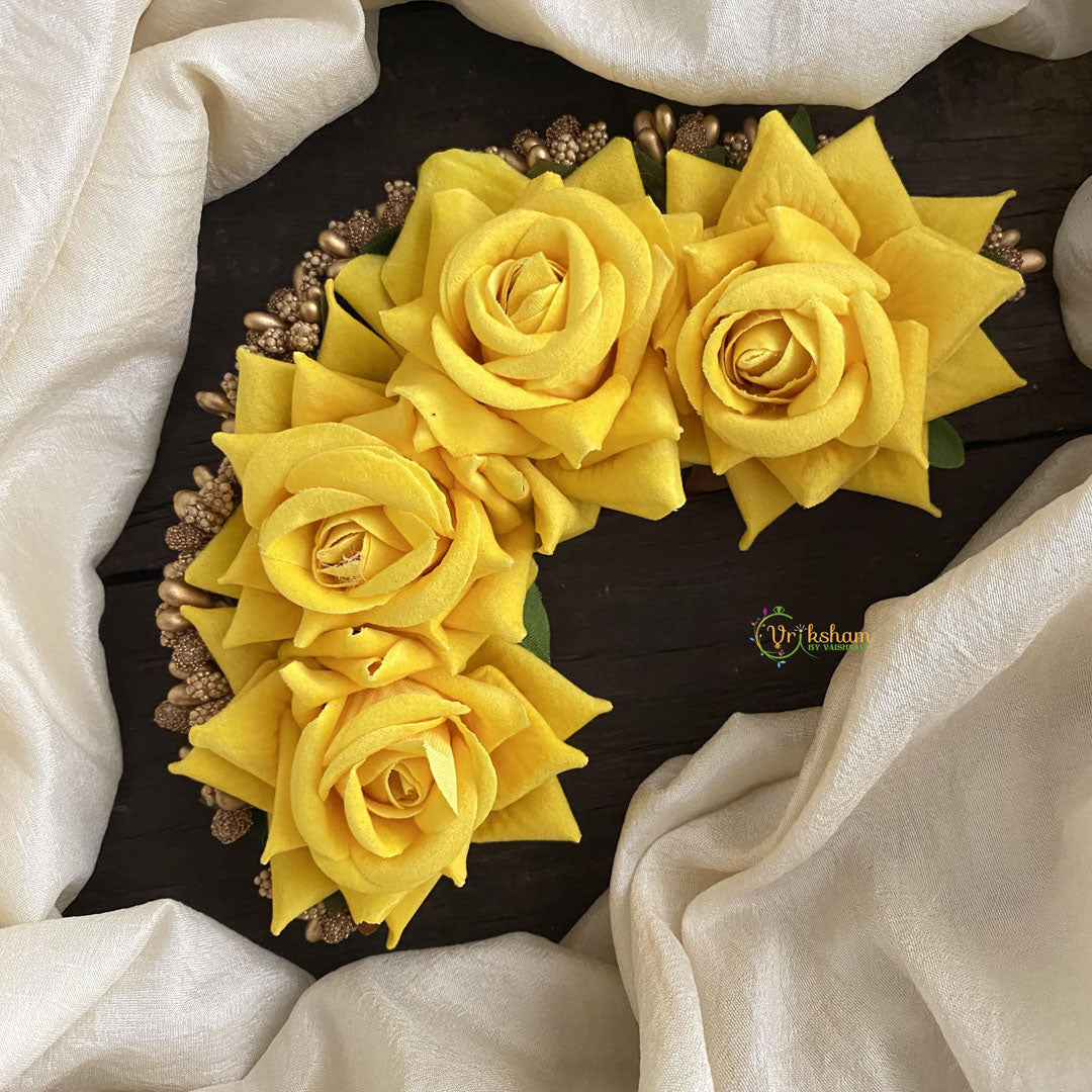 Yellow Rose Veni with Beads- Flower Accessory-H608