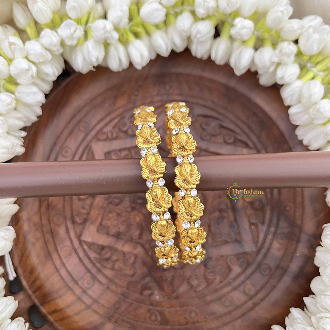 Vriksham Ganesh Goodes White Stone Bangles-G20864