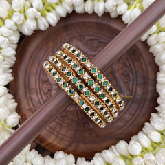 Vriksham Green Diagonal Style & White Stone Bangles-G20865