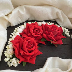 Red Rose Veni with Beads- Flower Accessory-H606