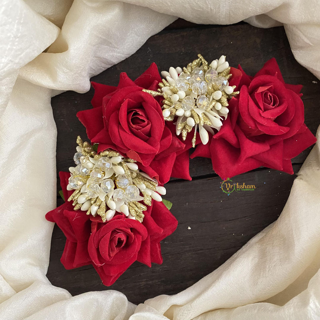 Red Rose Veni with Beads- Flower Accessory-H615