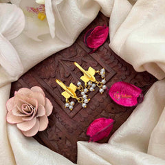 Vriksham Lotus Floral Style With Pearls Drop Kundan Jadau Bugadi-White-J4178