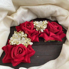 Red Rose Veni with Beads- Flower Accessory-H615