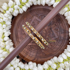 Vriksham Classic Gold Finish Bangles with White Stones Bangles-G20870