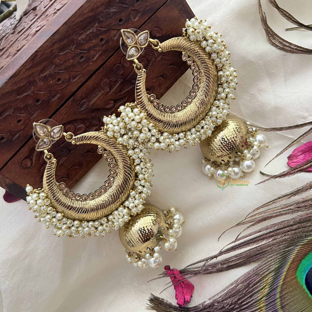 Vriksham Designer Chandbali With Gold Dome & Pearl Detailing Jhumka-G20121