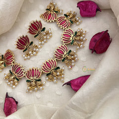 Vriksham Unique Gold Look Alike Lotus Pendant Short Neckpiece-Pearls-G18488