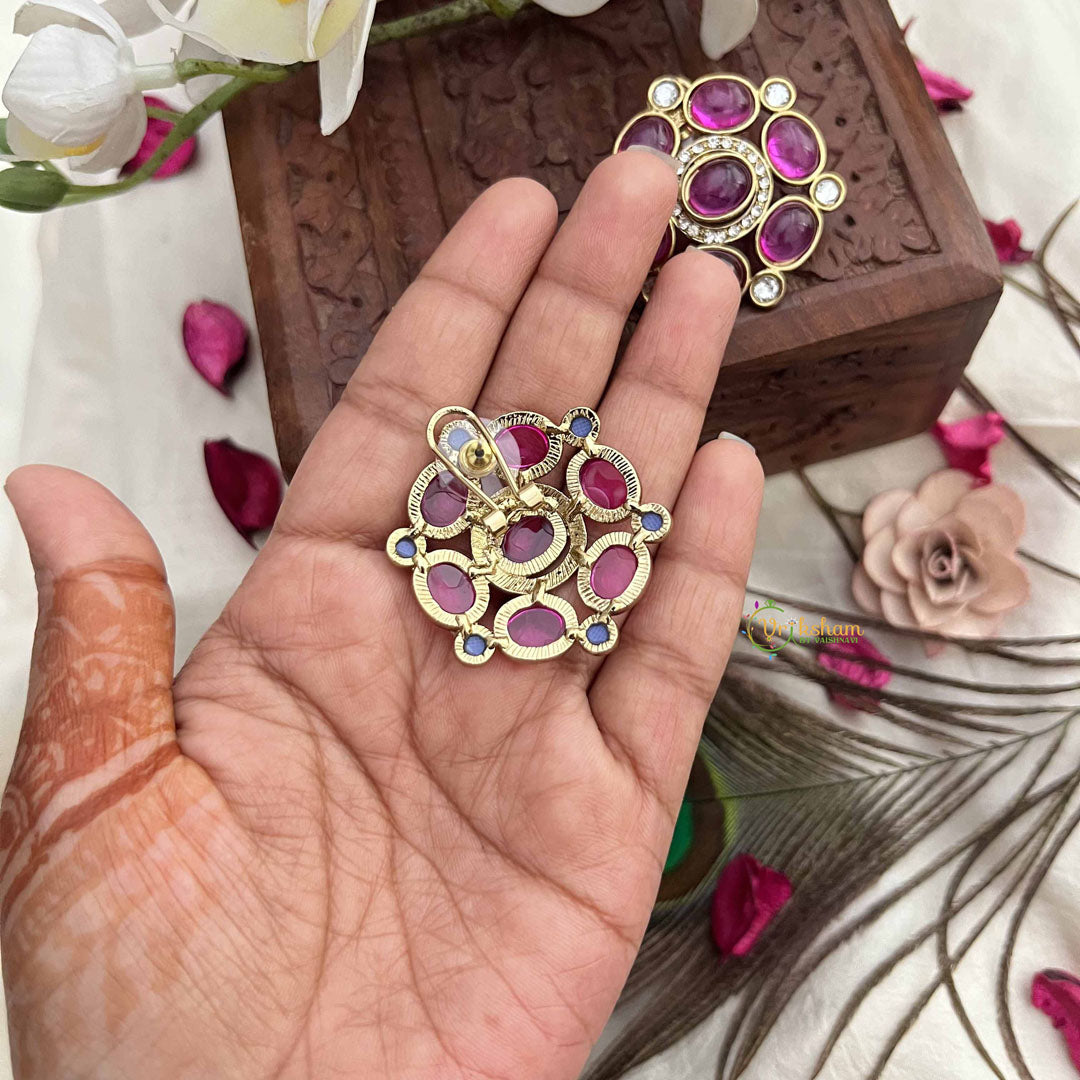 Vriksham Statement Pink Kundan Cocktail Stud Earrings-G20132