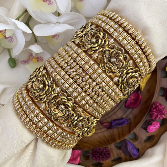 Vriksham Silk Thread Kundan Bridal Bangle Set-Gold-G16243