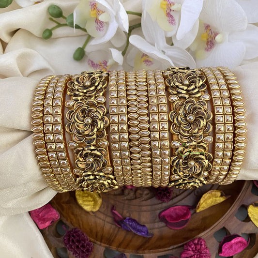 Vriksham Silk Thread Kundan Bridal Bangle Set-Gold-G16243