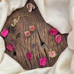 Vriksham Lotus Minakari Work Pendant Invisible Chain-G18485