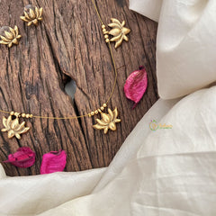 Vriksham Gold Look Alike Lotus Matt Finish Pendant Invisible Chain-G18484
