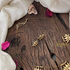 Vriksham Gold Look Alike Lotus Matt Finish Pendant Invisible Chain-G18484