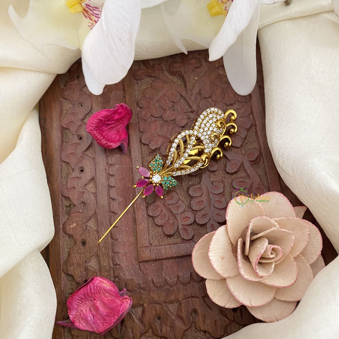 Vriksham Elegant Floral AD Stone Saree Pin-Saree Brooch-G17318