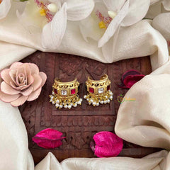 Vriksham Traditional Kundan Jadau Bugadi With Pearl Cluster Bugadi-Mismatch-Red Green & White-J4121