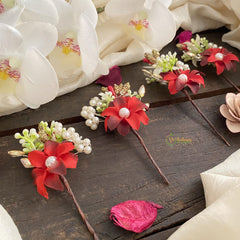 Red Flower Bobby Pin-Hair Accessories-H800