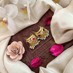 Vriksham Traditional Kundan Jadau Bugadi With Pearl Cluster Bugadi-Mismatch-Red White-J4123